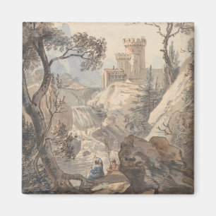 Italienische Landschaft mit Burg - Paul Sandby Magnet