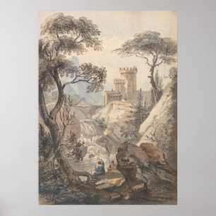 Italienische Landschaft mit Burg - Paul Sandby Poster