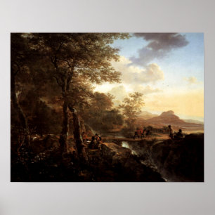 Italienische Landschaft mit Handwerkern Poster