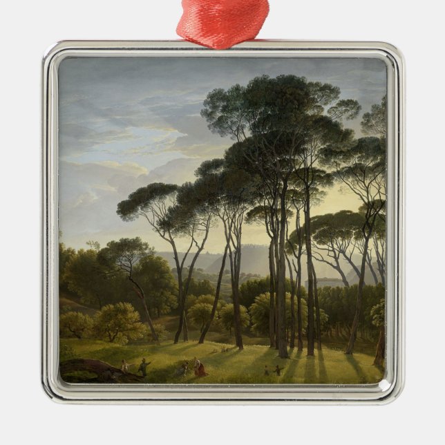 Italienische Landschaft mit Pinienbäumen (Voogd) Ornament Aus Metall (Vorne)