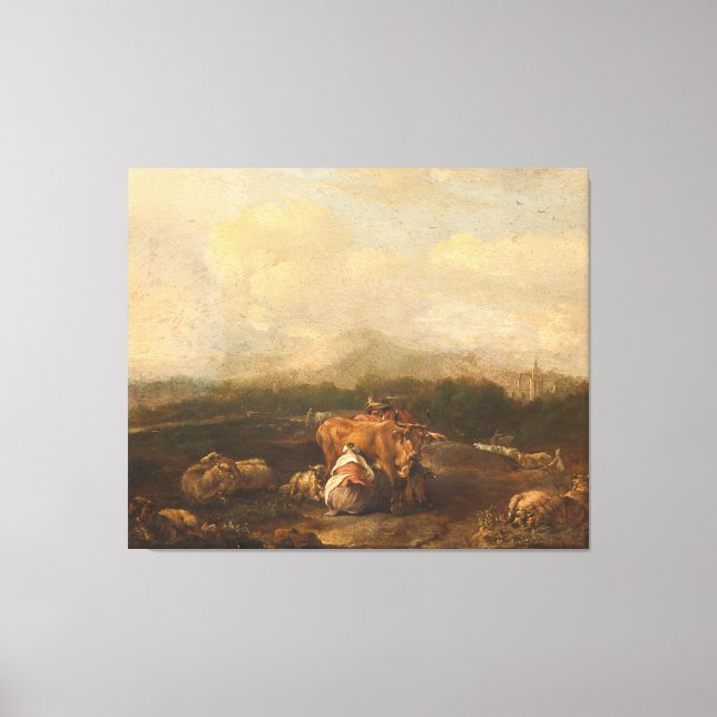 Italienische Landschaft mit Rindern, Nicolaes van  Leinwanddruck (Vorderseite)
