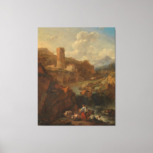 Italienische Landschaft, Nicolaes Pietersz. Berche Leinwanddruck (Vorderseite)