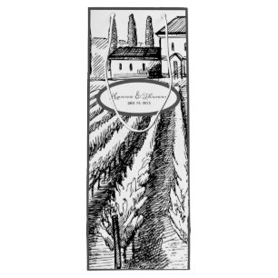 Italienische Landschaft Vintage Weingut Hochzeit Geschenktüte Für Weinflaschen
