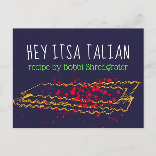 Italienische Lasagna Pasta personalisierte Rezeptk Postkarte (Vorderseite)