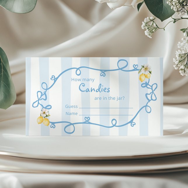 Italienische Lemon Blue Bows Wie viele Bonbons Begleitkarte (Von Creator hochgeladen)