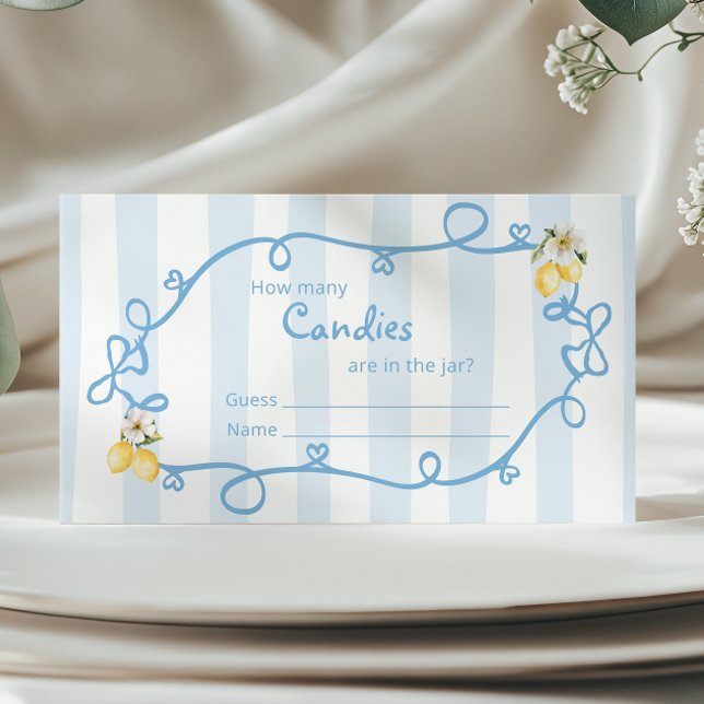 Italienische Lemon Blue Bows Wie viele Bonbons Begleitkarte (Von Creator hochgeladen)