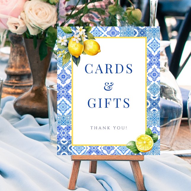Italienische Lemon Cards Geschenke Hochzeitsschild Poster (Italian Lemon Cards Gifts Wedding Sign Poster)
