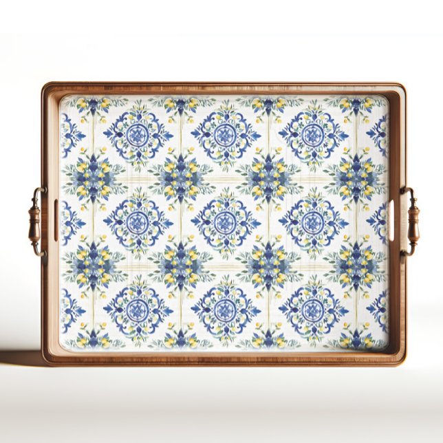 Italienische Lemon Floral Tile Blau und Weiß Decou Seidenpapier (Von Creator hochgeladen)