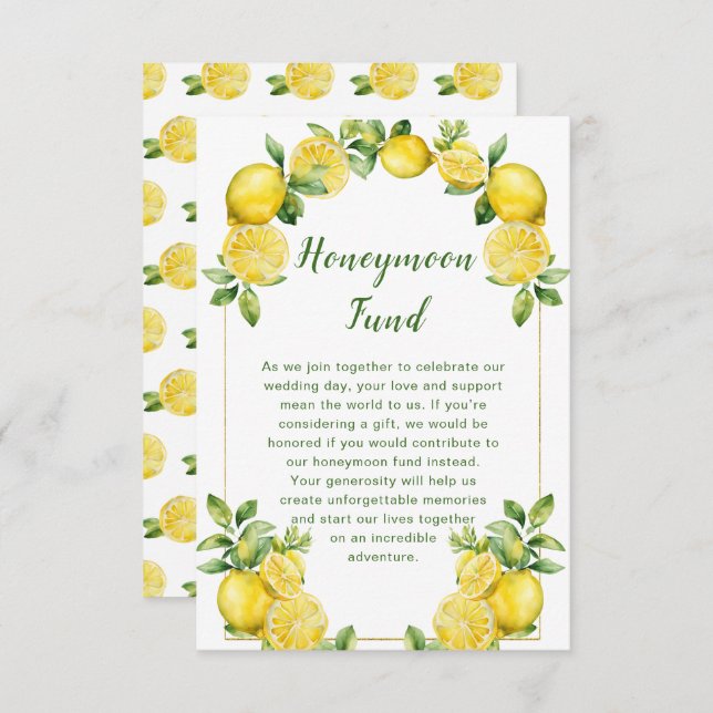 Italienische Lemon Greenerity Frame Wedding Begleitkarte (Vorne/Hinten)