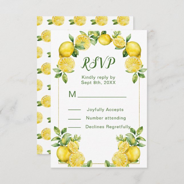 Italienische Lemon Greenerity Frame Wedding RSVP C (Vorne/Hinten)