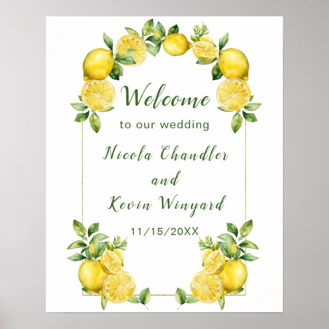 Italienische Lemon Greenerity Frame Wedding Willko Poster (Vorne)