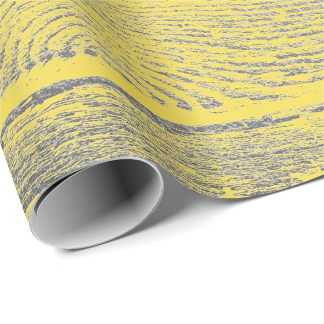 Italienische Lemonade Yellow Grau Silver Wood Shab Geschenkpapier (Rolleneckpunkt)