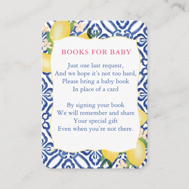 Italienische Lemons Baby Dusche bringen eine Bibli Begleitkarte (Vorderseite)