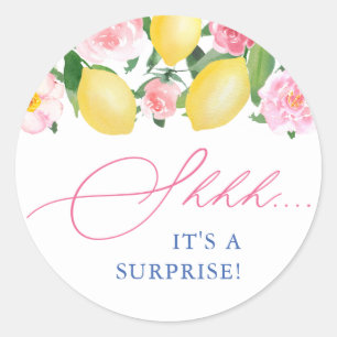 Italienische Lemons Floral Shh Überraschung Party  Runder Aufkleber