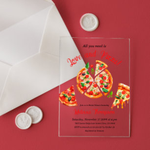 Italienische Liebe & Pizza Party Slice Brautparty Acryleinladungen