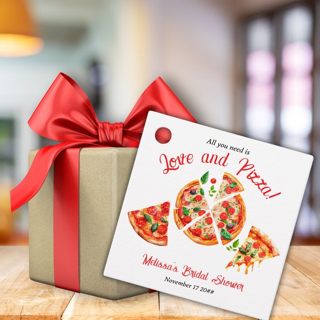 Italienische Liebe & Pizza Party Slice Brautparty Geschenkanhänger (Von Creator hochgeladen)