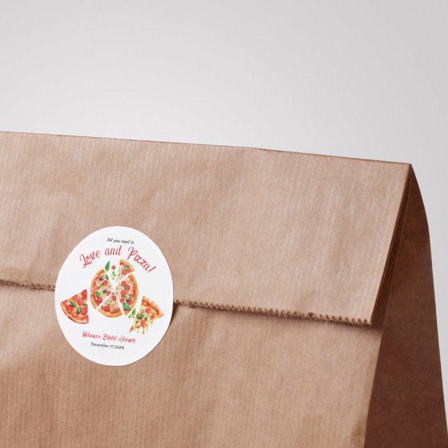 Italienische Liebe & Pizza Party Slice Brautparty Runder Aufkleber (Von Creator hochgeladen)