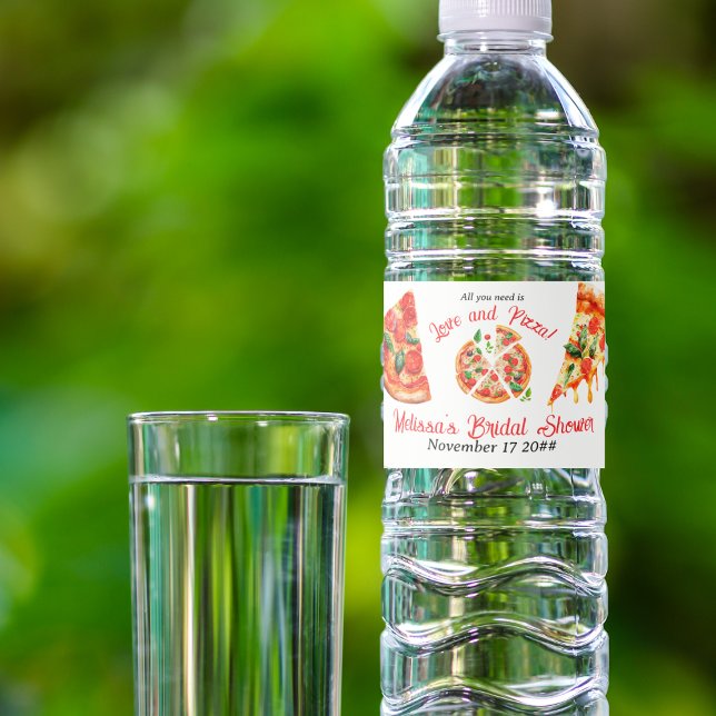 Italienische Liebe & Pizza Party Slice Brautparty Wasserflaschenetikett (Von Creator hochgeladen)