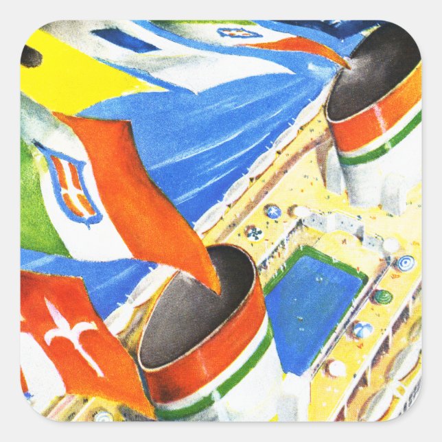 Italienische Linie ~ unter dieser Flagge Quadratischer Aufkleber (Vorderseite)