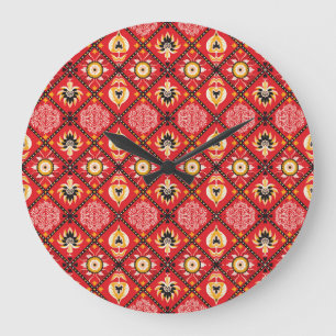 Italienische Majolika: bestickt mit floralen Tile. Große Wanduhr
