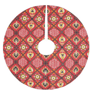 Italienische Majolika: Bestickte Blumenglasur. Polyester Weihnachtsbaumdecke