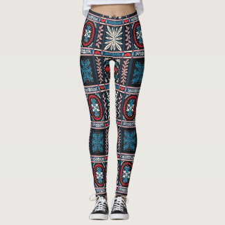 Italienische Majolika, mediterrane Blumenstickerei Leggings
