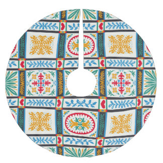 Italienische Majolika Stickerei: mediterrane Flora Polyester Weihnachtsbaumdecke