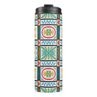 Italienische Majolika Stickerei: mediterrane Flora Thermosbecher