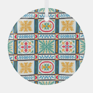 Italienische Majolika Stickerei: Mittelmeer Blumen Ornament Aus Glas