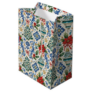 Italienische Majolika-Weihnachtsgeschenktasche Mittlere Geschenktüte