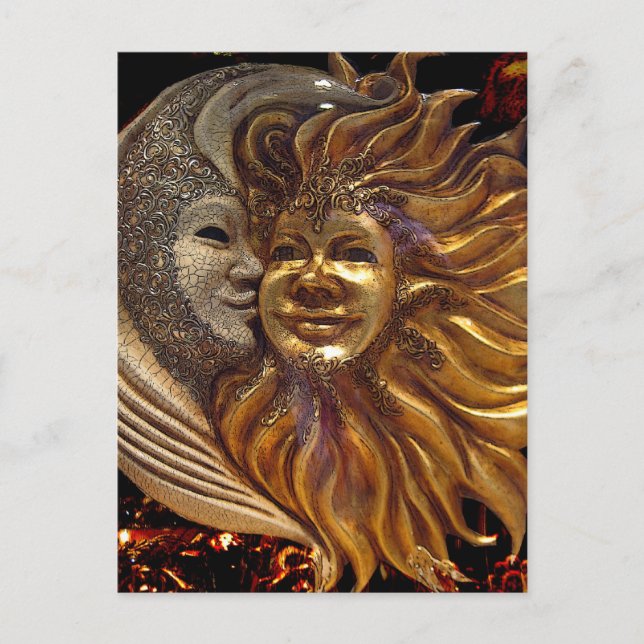 Italienische Masken für Sun & Moon Carnaval Postkarte (Vorderseite)