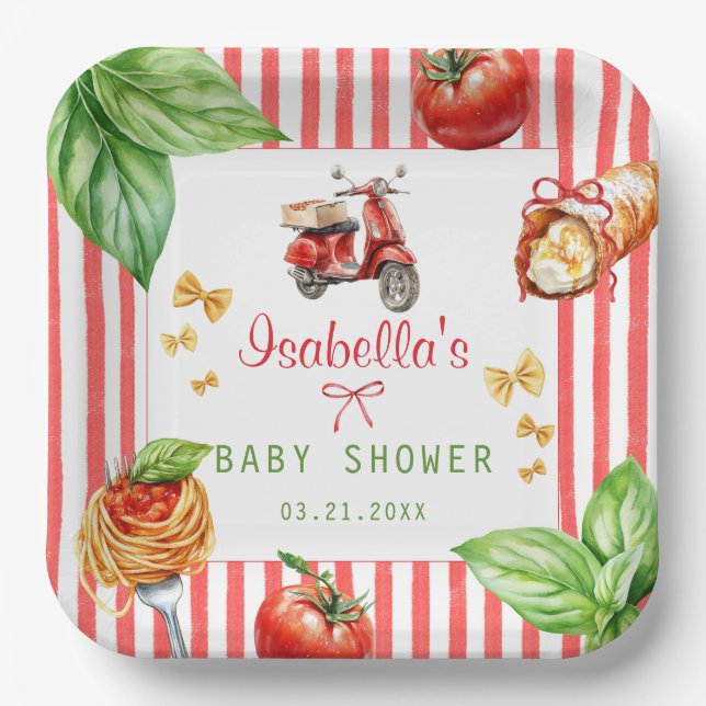 Italienische Mediterrane Babydusche Heilige Cannol Pappteller (Vorderseite)
