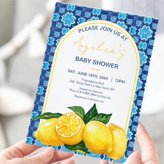 Italienische Mediterrane Lemon Mosaik Babydusche Einladung (Von Creator hochgeladen)