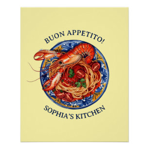 Italienische Meeresfrüchte-Hummer-Pasta, Siziliani Poster