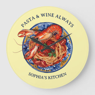 Italienische Meeresfrüchte-Lobster-Pasta Große Wanduhr