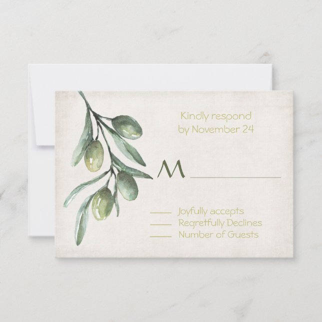 Italienische Olive Branch Wedding RSVP (Vorderseite)
