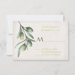 Italienische Olive Branch Wedding RSVP Karte