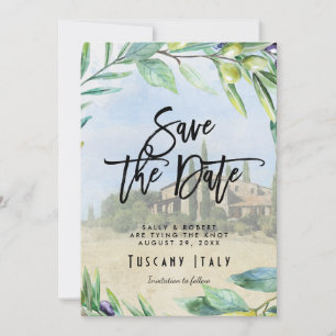 Italienische Oliven Hochzeit Toskana speichern Sie Dankeskarte