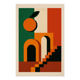 Italienische Orange - Sonne und Architektur Poster