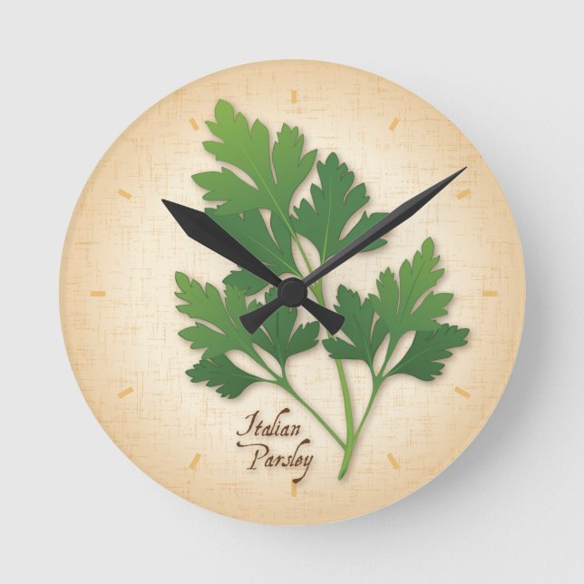 Italienische Parsley Herb Runde Wanduhr (Vorderseite)