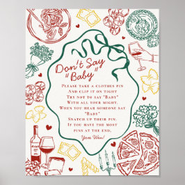 Italienische Pasta-Baby-Party - Spiel ohne das Wor Poster