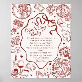 Italienische Pasta-Baby-Party - Spiel 'Sag nicht B Poster