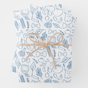 Italienische Pasta Blue Noodle Doodle Das ist noch Geschenkpapier Set