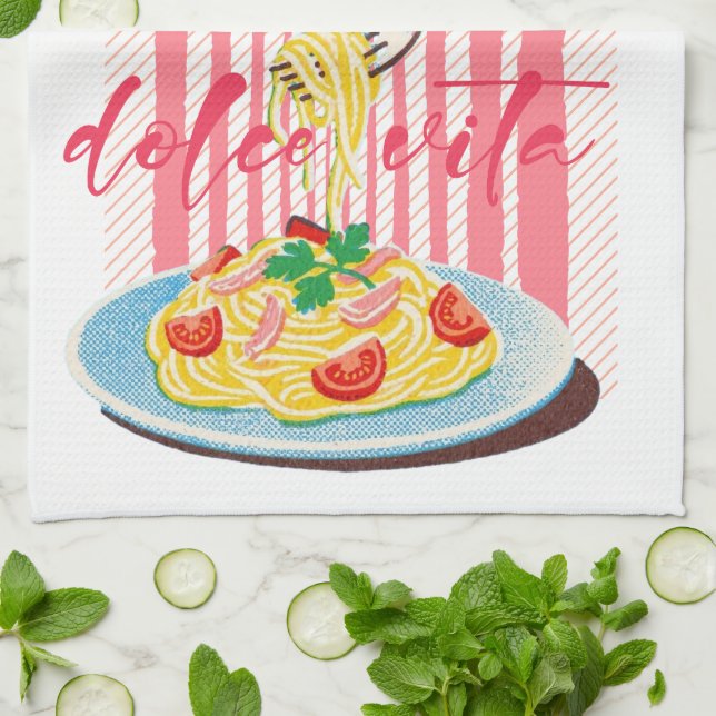Italienische Pasta Spaghettis Geschirrtuch (Gefaltet)