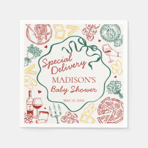Italienische Pasta-Speziallieferung Baby Shower Serviette