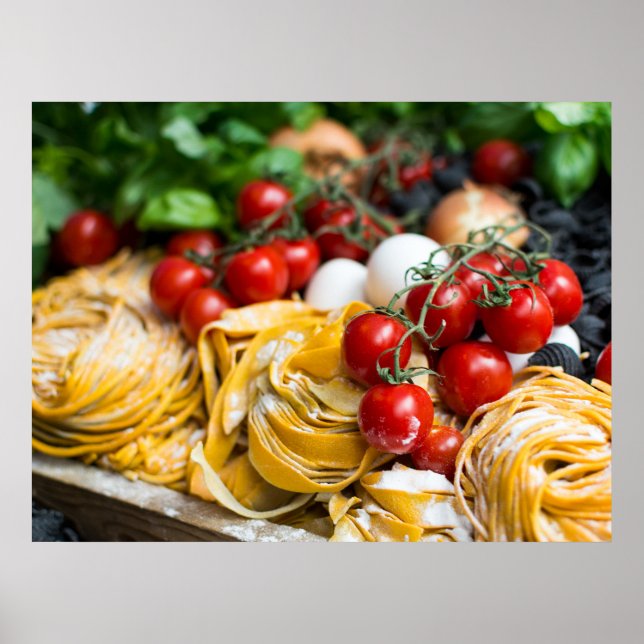 Italienische Pasta Tomato Basil Poster (Vorne)