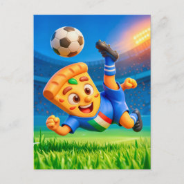 Italienische Pizza, die ein dramatisches Soccer-Fa Postkarte