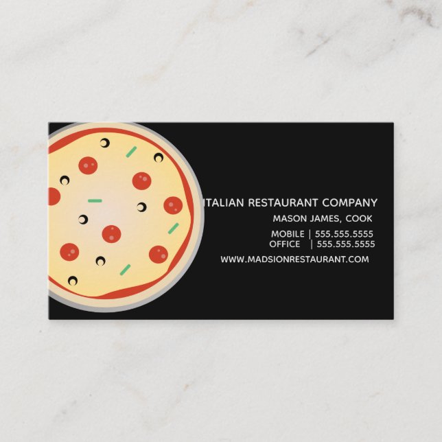 Italienische Pizza Diner Restaurant Business Card Visitenkarte (Vorderseite)