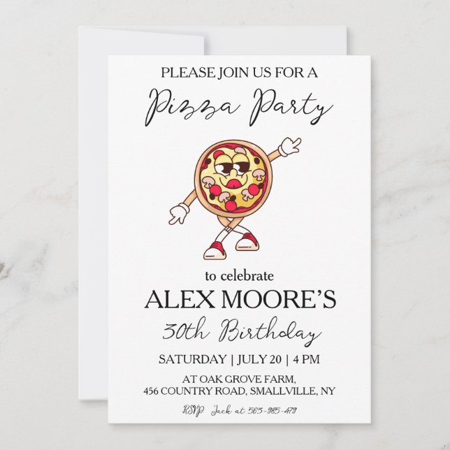 Italienische Pizza-Party Einladungen (Vorderseite)