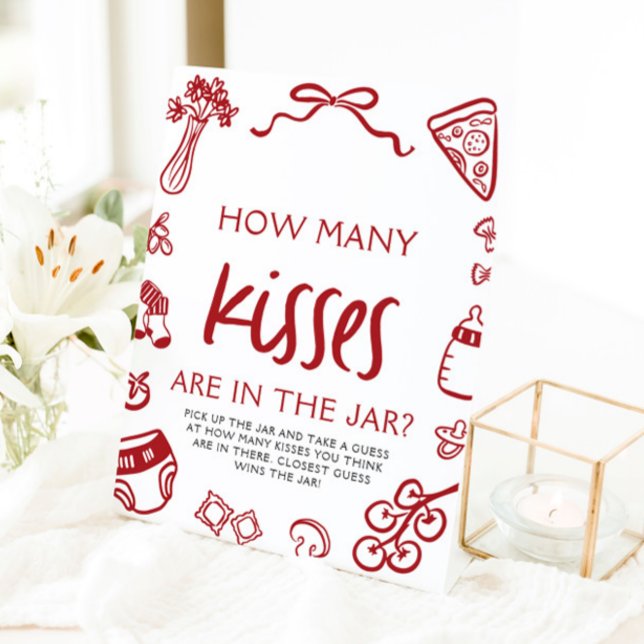 Italienische Pizza Rate Wie viele Kisses Baby Dusc Sockelschild (Italian Pizza Guess How Many Kisses Baby Shower Sign)